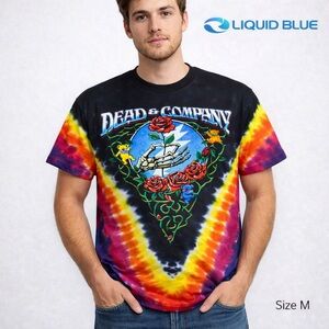 Dead & Company Liquid Blue men’s Summer Tour 2022 Tie Dye Band Tee Size Medium